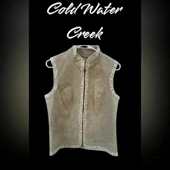 Coldwater Creek suede vest with lace terrier size small - Picture 1 of 4